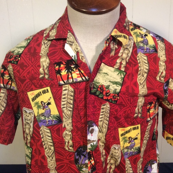 Vintage Hawaiian Hula Mens Hawaiian Shirt made in Hawaii size medium made in USA - Picture 2 of 10